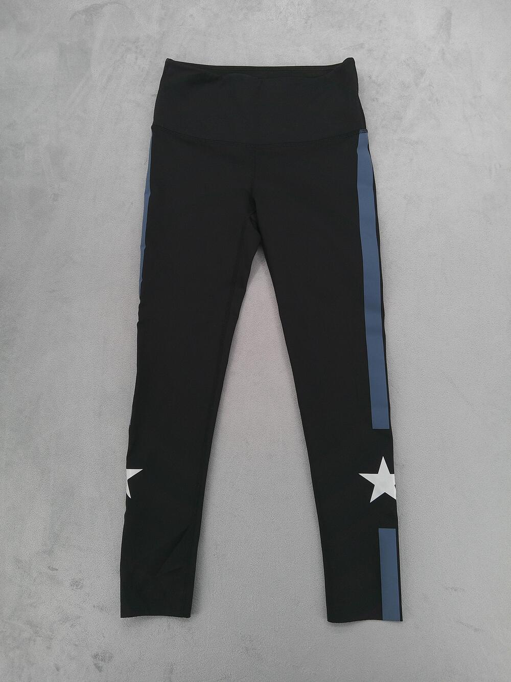 NOLI Leggings Womens Medium Black Ankle Yoga Slim Colorblock Star Print